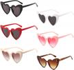 6 pack vintage heart shaped cat eye sunglasses for women: perfect for bridal bachelorette parties! logo
