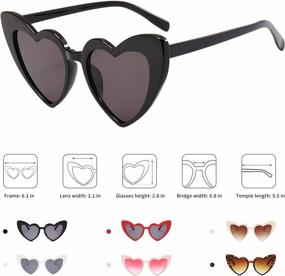 img 2 attached to 6 Pack Vintage Heart Shaped Cat Eye Sunglasses For Women: Perfect For Bridal Bachelorette Parties!