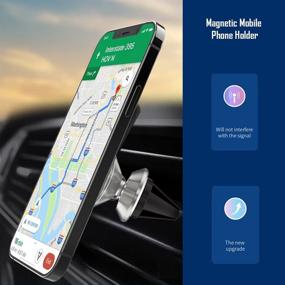 img 1 attached to 🚗 Silver Magnetic Car Phone Holder - 360° Adjustable Mount for Car Air Vent, Suitable for All Mobile Phones, Ideal for Navigation