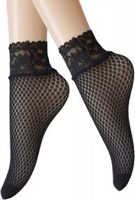 img 1 attached to Women'S Lace Fishnet Socks 8 Pairs, 4 Pairs Nylon Sheer Ankle Dress Socks