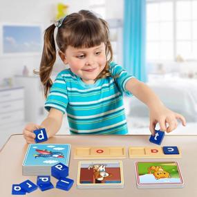 img 3 attached to Wooden Short Vowel Reading Letters Spelling Toy For 3-5 Year Old Boys And Girls - 50 Double-Sided Flash Cards, Educational Preschool Kindergarden Learning Activities