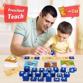 img 2 attached to Wooden Short Vowel Reading Letters Spelling Toy For 3-5 Year Old Boys And Girls - 50 Double-Sided Flash Cards, Educational Preschool Kindergarden Learning Activities