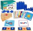 wooden short vowel reading letters spelling toy for 3-5 year old boys and girls - 50 double-sided flash cards, educational preschool kindergarden learning activities logo