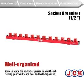 img 3 attached to 🔧 JCK Professional Aluminum Socket Organizer (1/2" Socket) with Unique Strip & 360° Rotary Positioning Studs - Red for Metric/Imperial Tool Storage Toolbox