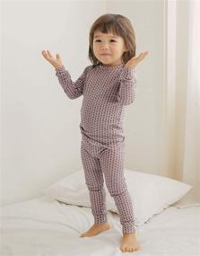 img 2 attached to 👶 VAENAIT BABY 12M-12Years Unisex Girls and Boys Long Soft Rib Knit Shirring Ribbing Tencel Fabric Sleepwear Pajamas Set