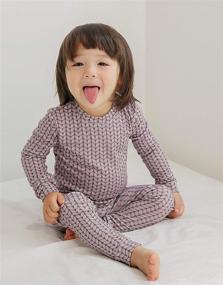 img 3 attached to 👶 VAENAIT BABY 12M-12Years Unisex Girls and Boys Long Soft Rib Knit Shirring Ribbing Tencel Fabric Sleepwear Pajamas Set