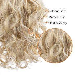 img 3 attached to Medium Blonde Invisible Wire Hair Extensions With Pale Highlights - 20 Inch Adjustable Size Transparent Headband Removable Secure Clips For Women'S Curly Wavy Secret Hairpiece By REECHO