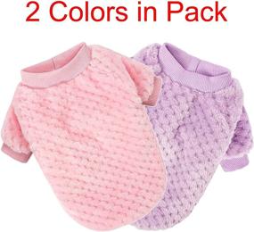 img 2 attached to 🐶 2 Pack Dog Sweaters for Small Medium Dogs or Cat | Warm Soft Flannel Pet Clothes for Dogs | Girl or Boy | Dog Shirt Coat Jacket (Medium, Pink+Purple)