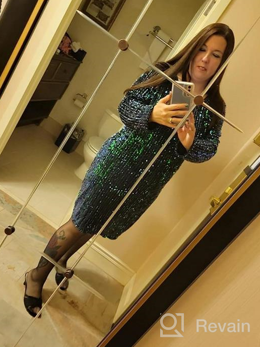 img 1 attached to Plus Size Glitter Sequin Bodycon Dress For Women: V-Neck Cocktail Party Evening Mini Dress With Sparkle And Stretchy Material By IN'VOLAND review by Maurice Vianes