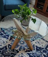 img 1 attached to Ivinta 31.5-Inch Glass Coffee Table With Natural Wood Frame - Perfect For Home, Office, And Cafe Spaces! review by Ricky Lahoti