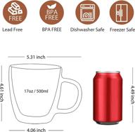 enjoy your coffee hotter and longer with cnglass large 17 oz double wall glass coffee mug логотип