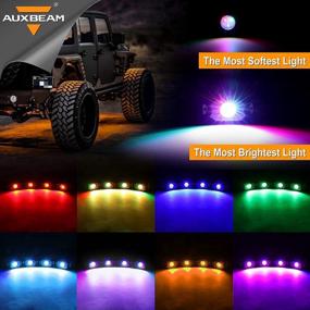 img 1 attached to Auxbeam RGB LED Rock Light Kit с Bluetooth APP Control, 4 капсулы Многоцветная подсветка для грузовиков ATV UTV Off Road SUV RZR Лодка Мотоцикл Водонепроницаемый