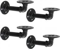 create custom industrial floating shelves with geilspace rustic pipe brackets - set of 4, double flange, black paint (4 inch) logo