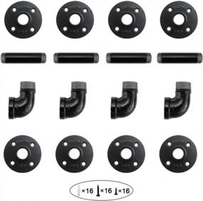 img 1 attached to Create Custom Industrial Floating Shelves With GeilSpace Rustic Pipe Brackets - Set Of 4, Double Flange, Black Paint (4 Inch)