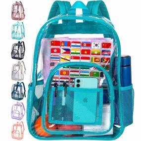 img 4 attached to Ultra-Durable Transparent School Backpack - Oil Blue Color