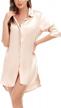 silk satin nightshirt for women - button down sleepwear with 3/4 sleeves and boyfriend style - ideal for comfortable sleep logo