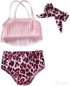 img 4 attached to 👶 Baby Girl Swimsuit Set with Tassel Bikini - Adorable Two Piece Bathing Suit for Summer Beach Outfits