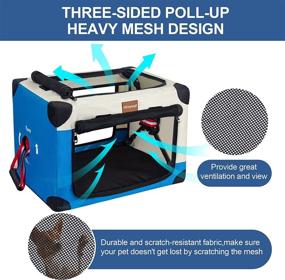 img 2 attached to 🐶 Rolcheleego X-Large Portable Folding Dog Crate: Quick Setup, Soft Travel Kennel with Soft Mat and Carrying Bag - Ideal for Indoor and Outdoor Use (Beige Blue)