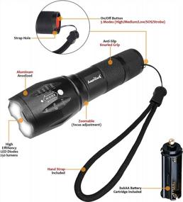 img 1 attached to Powerful And Waterproof AmeriLuck Battery-Operated LED Flashlight: Zoomable With Multi Modes And Durable Aluminum Design