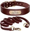 didog genuine leather dog collars with engraved nameplate, personalized soft leather dog collar with custom id tag, brown/green/red for medium large dogs (s, brown set) logo