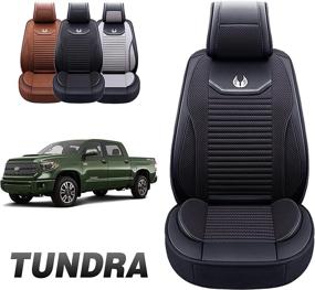 img 4 attached to 🚗 Custom Fit Faux Leather Seat Covers for 2007-2022 Tundra Pick-up Truck (TU-008 Front Pair, Black) by Oasis Auto