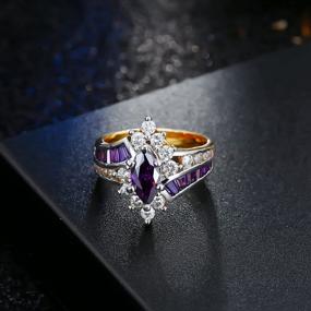 img 2 attached to Two-Tone Flashy Bypass Engagement Ring - Marquise With Swirl Band Featuring Round And Baguette CZ Stones In Sizes 6-9