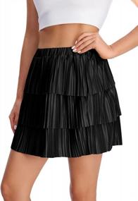 img 1 attached to Women'S Satin Layered Pleated Skirt With Elastic High Waist - A-Line Style For Fashionable Look