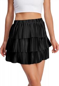 img 2 attached to Women'S Satin Layered Pleated Skirt With Elastic High Waist - A-Line Style For Fashionable Look