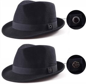 img 3 attached to 🎩 Men's Straw Fedora Hat - Trilby Style Sun Hat with Panama Design - Wool Blend