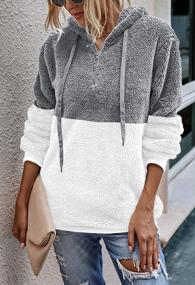img 2 attached to Женский пуловер с капюшоном из шерпы: Fixmatti Fuzzy Sweatshirt Oversized флисовая верхняя одежда
