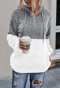 img 3 attached to Женский пуловер с капюшоном из шерпы: Fixmatti Fuzzy Sweatshirt Oversized флисовая верхняя одежда