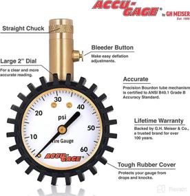 img 1 attached to Accu-Gage Tire Pressure Gauge: 60psi, Straight Chuck, Rubber Guard for Extra Protection