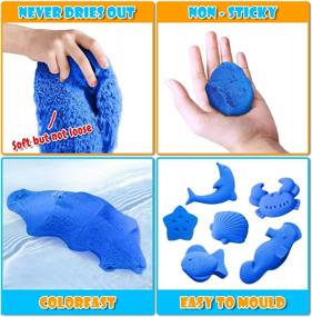 img 1 attached to ESSENSON Sensory Play Sand Kit - 1,5 фунта синего волшебного песка с замковыми формами и аксессуарами, забавная игрушка для детей от 3 лет и старше