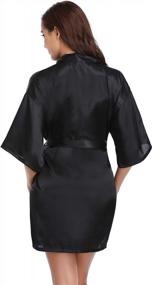 img 1 attached to Pure Color Satin Short Kimono Robes For Women - Ideal For Bridal Parties And Events With Elegant Oblique V-Neck