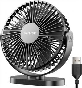 img 4 attached to GAIATOP USB Desk Fan, 3 Speed Powerful Portable Cooling Mini Table Fan, 5.1 Inch Quiet Small Personal Fan For Home Office Desktop Travel Black