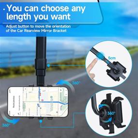 img 2 attached to 📱 Moupet 2PACK 360°Rotatable & Retractable Car Phone Holder - Multifunctional Rearview Mirror Mount for All Mobile Phones - Universal & Adjustable