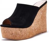 chic womens cork wedge platform sandals with faux suede straps and open toe - perfect summer dress slippers logo
