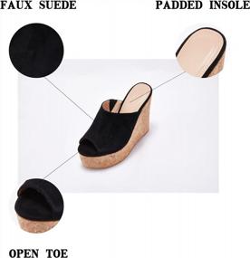 img 1 attached to Chic Womens Cork Wedge Platform Sandals With Faux Suede Straps And Open Toe - Perfect Summer Dress Slippers