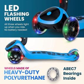 img 2 attached to 🛴 Adjustable Height Kick Scooters for Kids Ages 3-5 (Suitable for 2-12 Year Old) - Foldable, Removable Seat, LED Light Wheels, Rear Brake, Wide Standing Board - Perfect for Outdoor Activities - Boys/Girls Scooter
