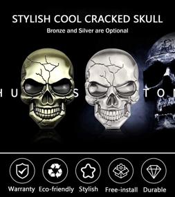 img 3 attached to Deselen Metal Skull Decor Stickers: 3D Heavy Duty Car Decals for Motorcycle Helmet, Automotive, Laptop, Halloween, and Truck Decals - Bronze Edition