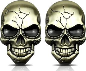 img 4 attached to Deselen Metal Skull Decor Stickers: 3D Heavy Duty Car Decals for Motorcycle Helmet, Automotive, Laptop, Halloween, and Truck Decals - Bronze Edition