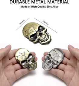 img 2 attached to Deselen Metal Skull Decor Stickers: 3D Heavy Duty Car Decals for Motorcycle Helmet, Automotive, Laptop, Halloween, and Truck Decals - Bronze Edition