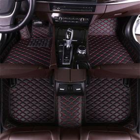 img 4 attached to Muchkey Car Floor Mats Fit For B MW X3 F25 2011-2017 Full Coverage All Weather Protection Non-Slip Leather Floor Liners Black-Red