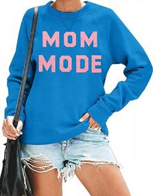 img 4 attached to Mom Mode Casual Sweatshirts For Women Letter Print Long Sleeve Lightweight Pullover Tops