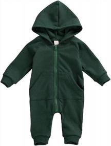 img 4 attached to Warm & Stylish Fall/Winter Outfit For Infant Boys & Girls: FYBITBO Hooded Jumpsuit Romper Onesie