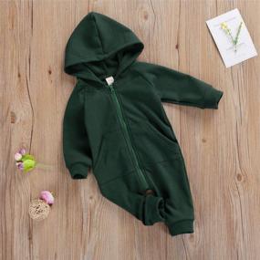 img 3 attached to Warm & Stylish Fall/Winter Outfit For Infant Boys & Girls: FYBITBO Hooded Jumpsuit Romper Onesie