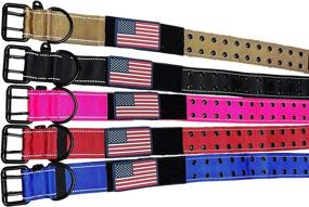 img 2 attached to 🐕 K9 Tactical Military Style Dog Collar and Harness - Heavy Duty 2" Wide Nylon Webbing for Large XL Big Dogs - Metal Two Pin Belt Buckle - USA American Flag Patch (20"-28", Black)