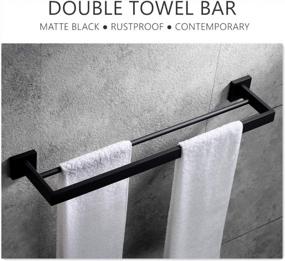 img 2 attached to 23.6-Inch Matte Black Double Bath Towel Bar - VELIMAX Premium SUS304 Stainless Steel Wall Mounted Double Towel Rail Towel Rod For Bathroom