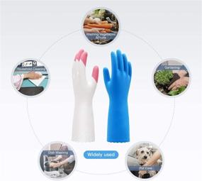 img 2 attached to 🧤 PACIFIC PPE 2Pairs Cleaning Gloves - Dishwashing Reusable, Waterproof PVC, Kitchen - Unlined and Flocked with Cotton Liner - Pink & Blue, Size L