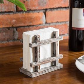 img 1 attached to Rustic Wood Napkin Holder For Table With Cross-Corner Design - MyGift Farmhouse Style